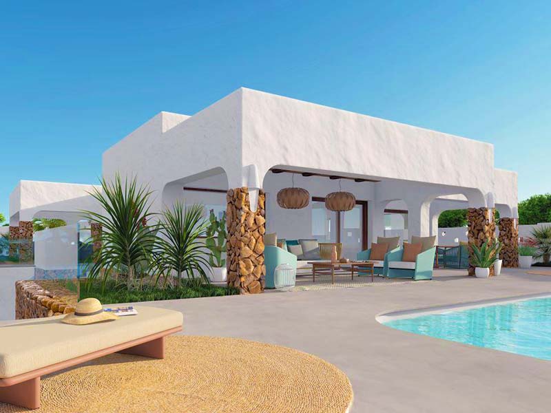 Ibiza stijl villa bouwen Costa Blanca