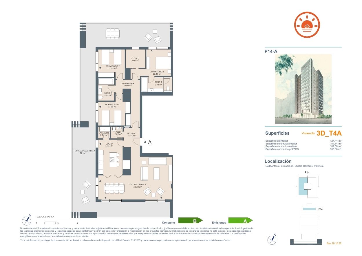 Plattegrond penthouse Valencia