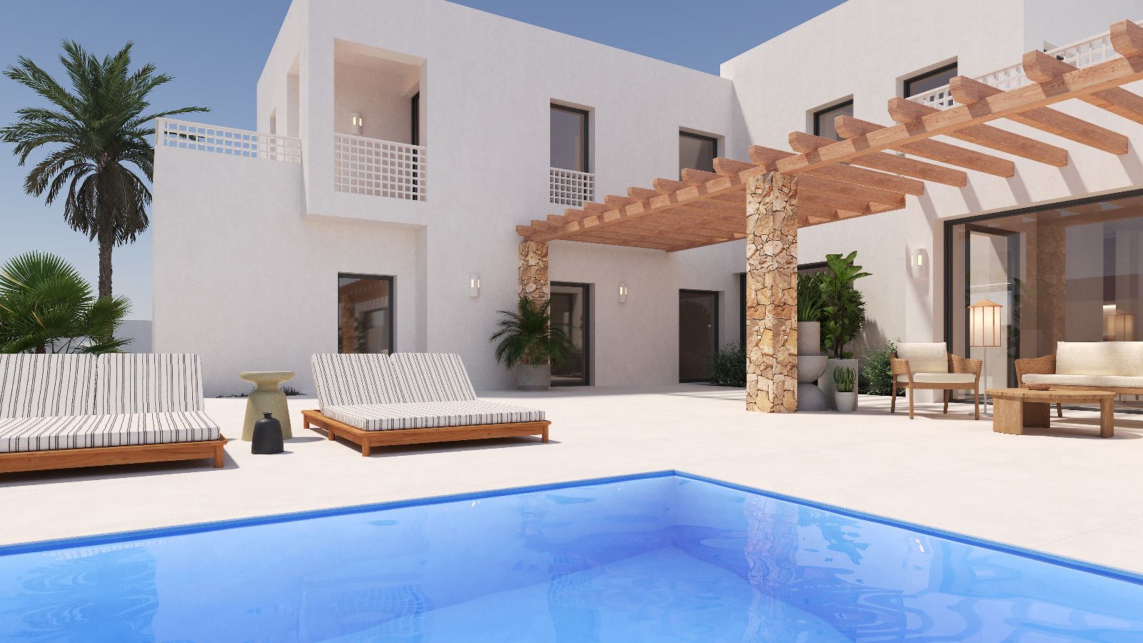 Ibiza-stijl villa met zeezicht in Moraira