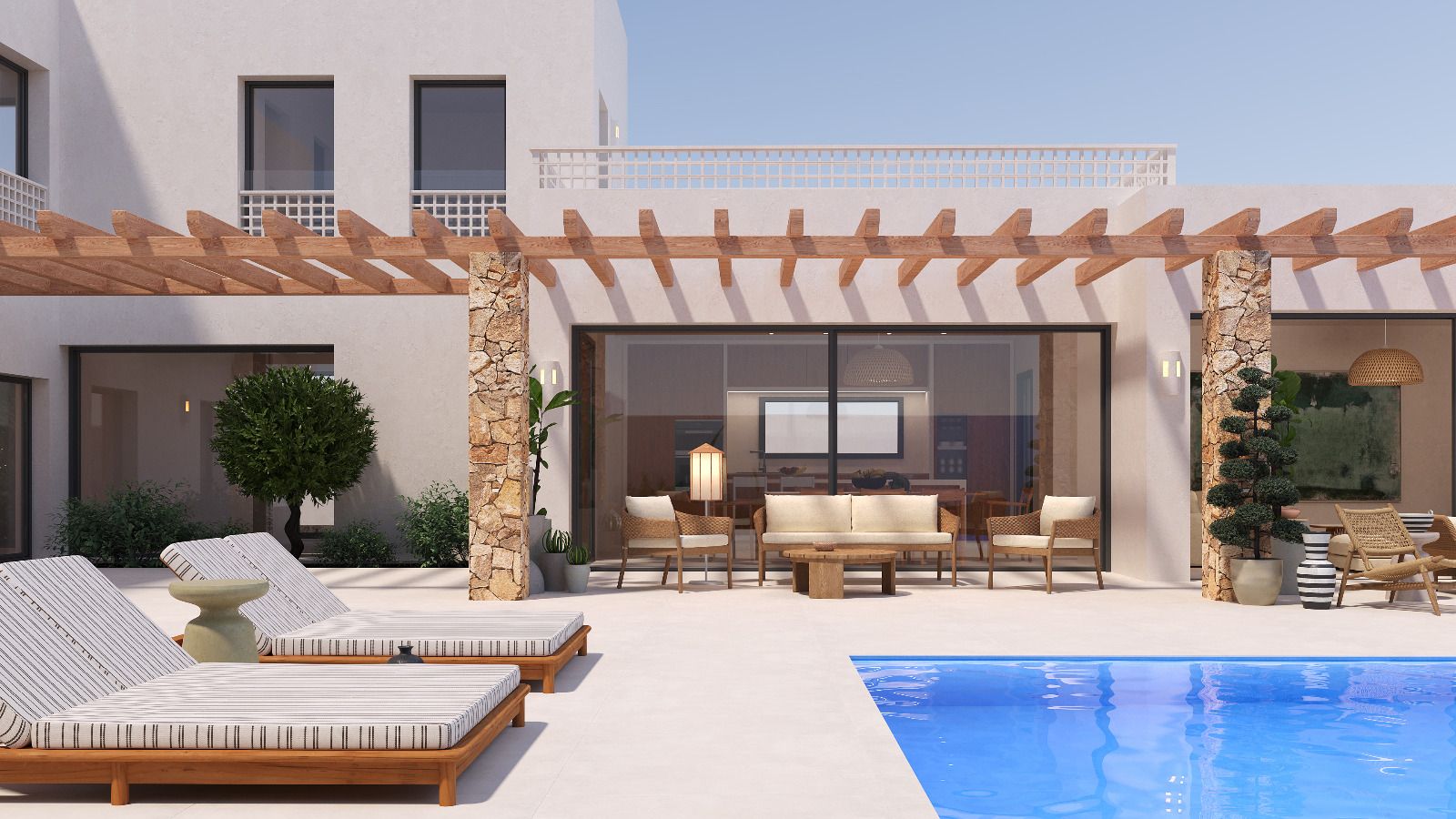 Ibiza-stijl villa met zeezicht in Moraira