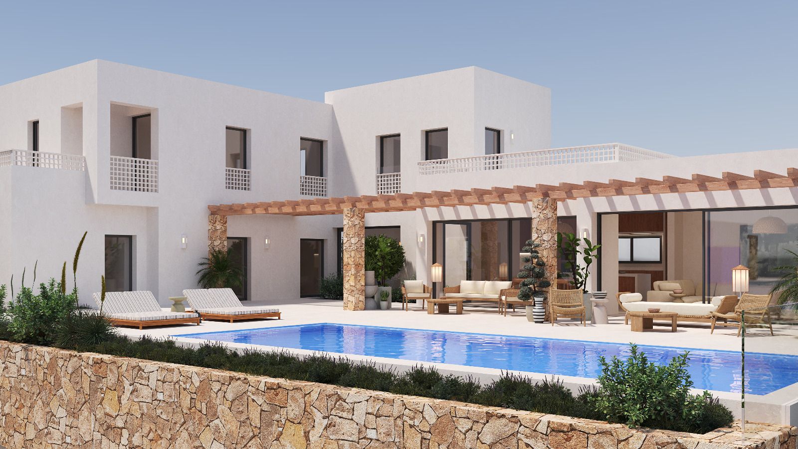 Ibiza-stijl villa met zeezicht in Moraira