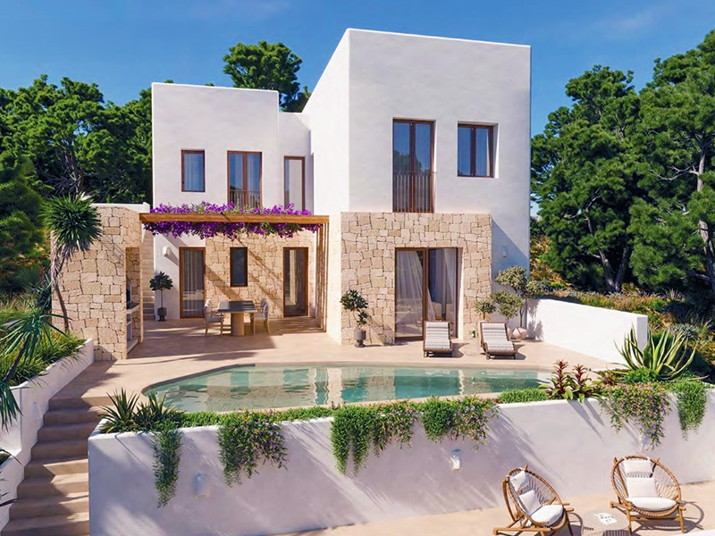 Ibiza stijl villa te koop in Benissa Costa Blanca