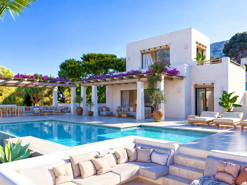Ibiza stijl villa te koop in Denia