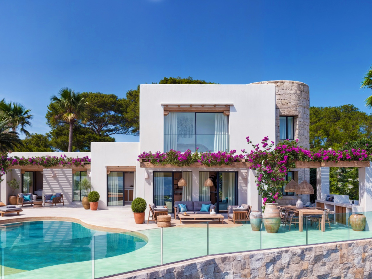 Ibiza stijl villa te koop in Moraira Costa Blanca