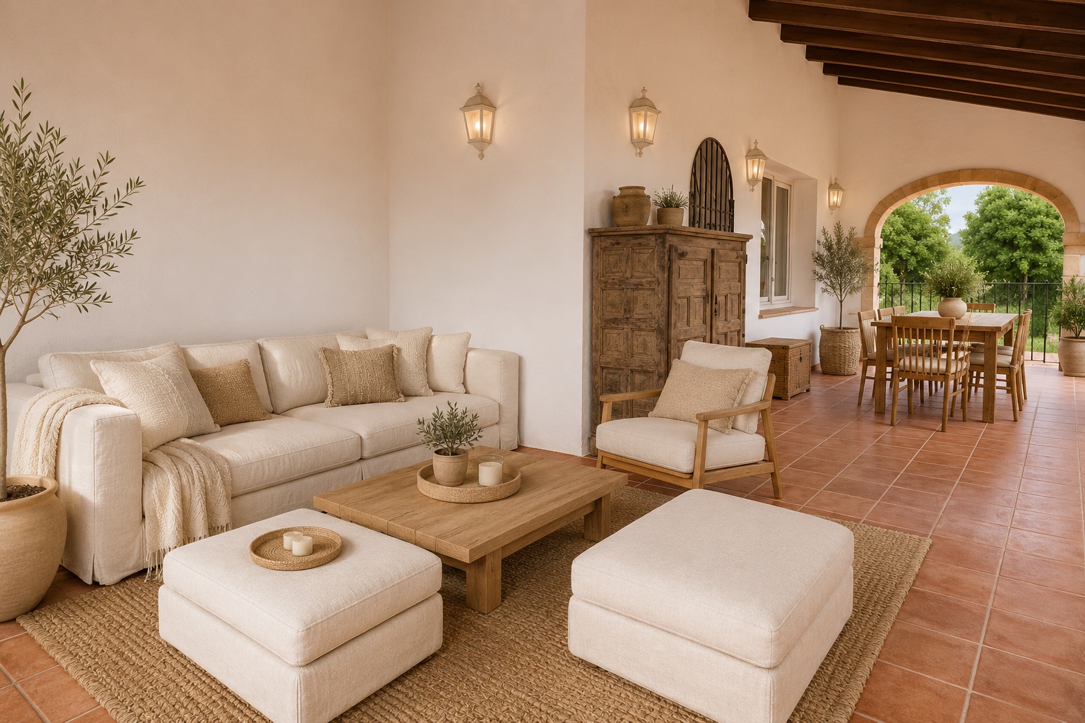 Ruime Ibiza stijl villa met zelfstandig groot gastenverblijf in Javea