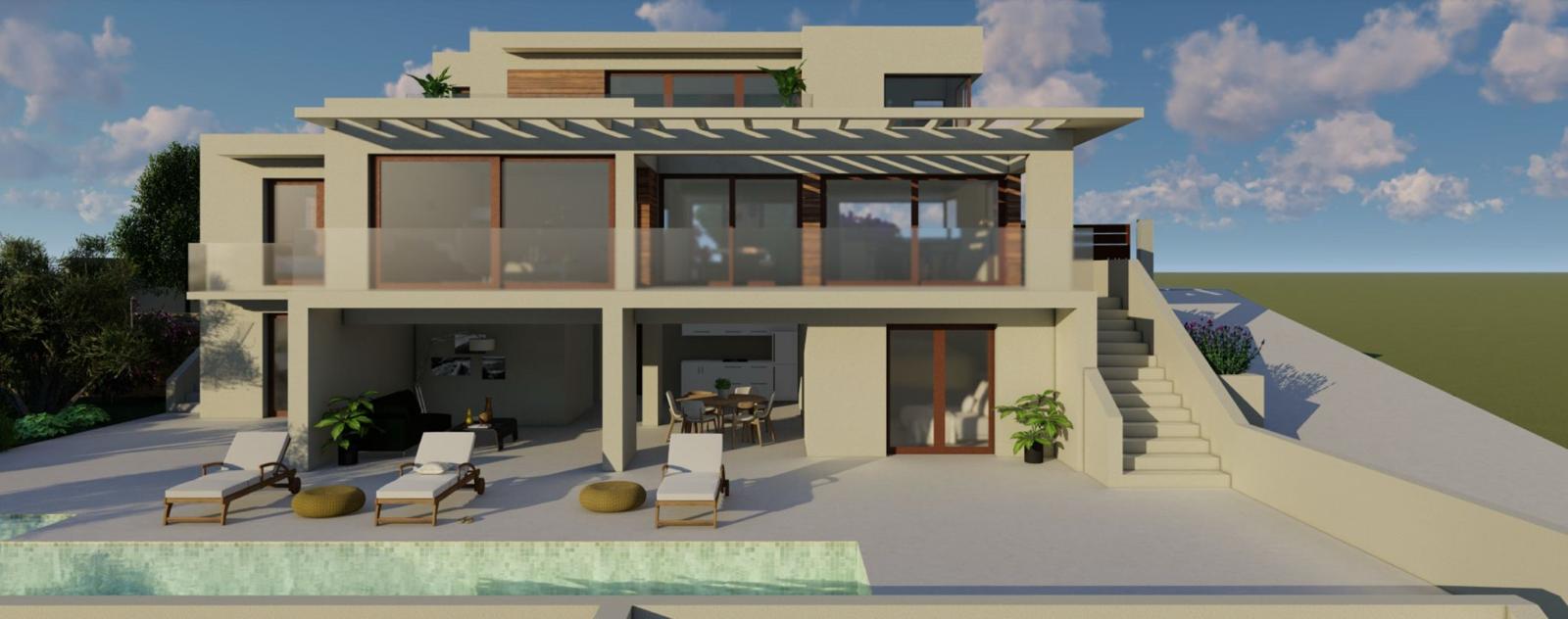 Luxe nieuwbouwvilla met zeezicht en gastenverdieping in Moraira