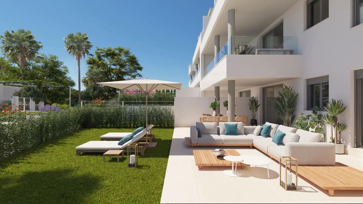 Nieuwbouw gelijkvloers appartement met tuin in Mijas Costa