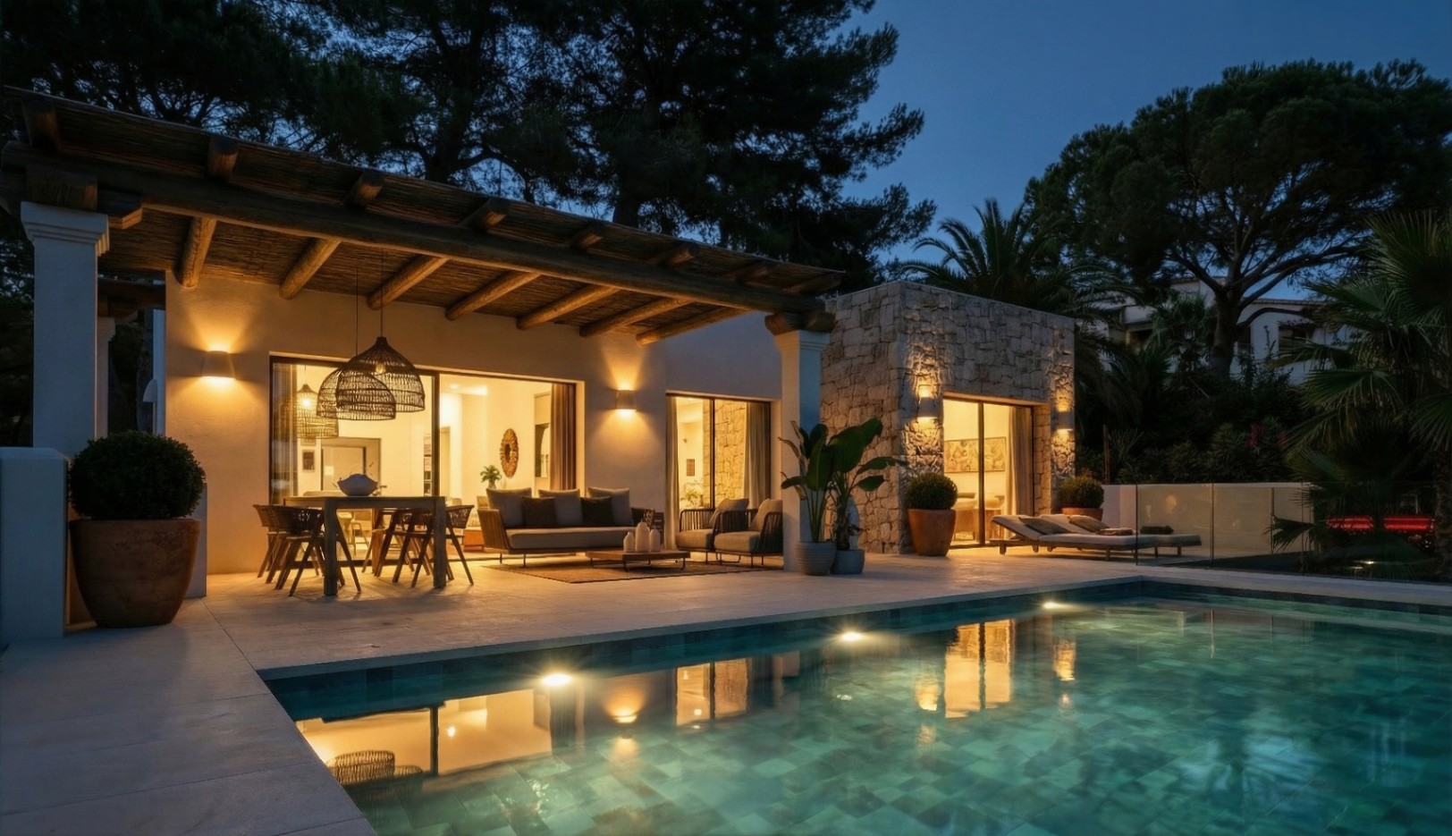 Nieuwbouw Ibiza stijl villa met panoramisch uitzicht in Pedreguer