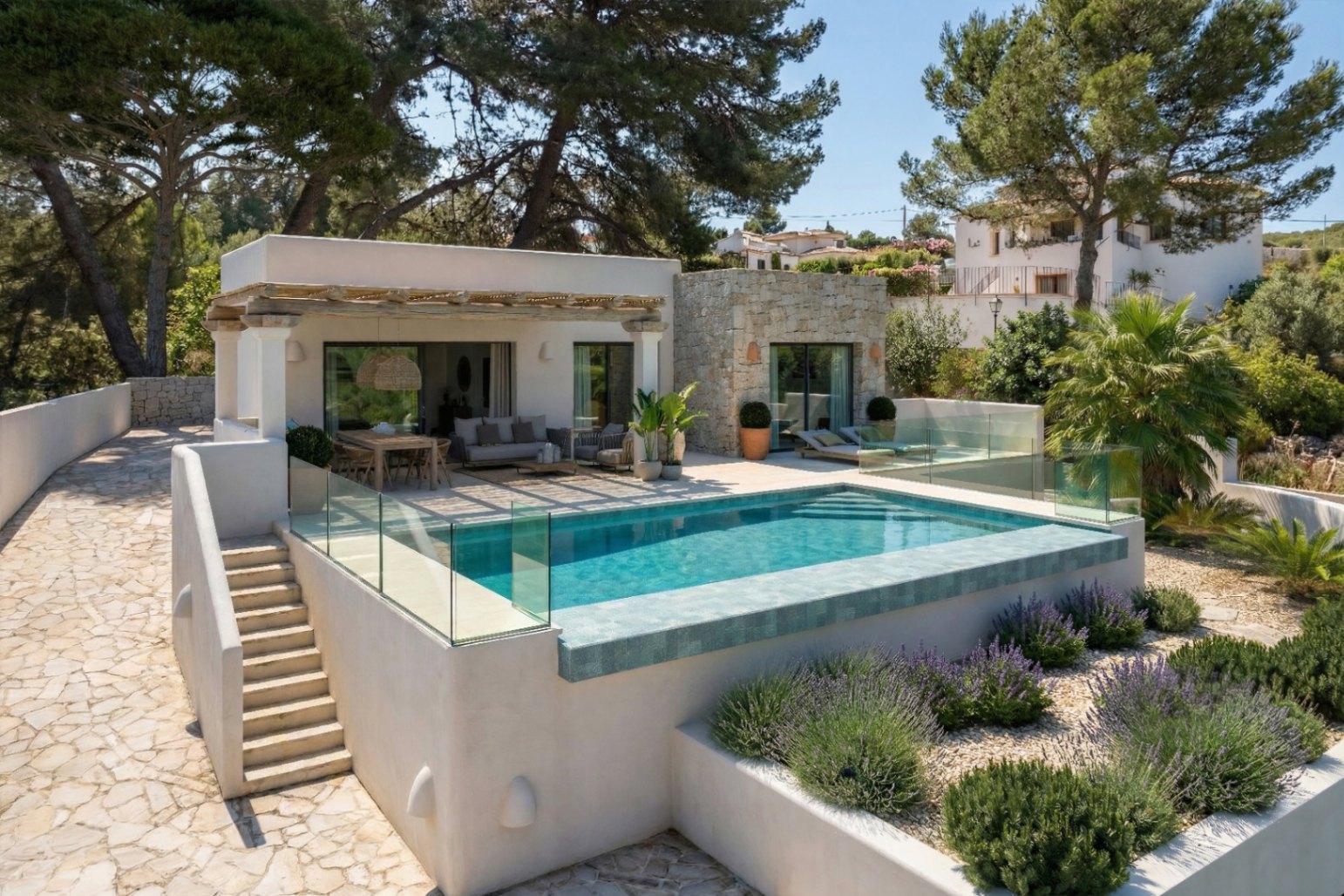 Nieuwbouw Ibiza stijl villa met panoramisch uitzicht in Pedreguer