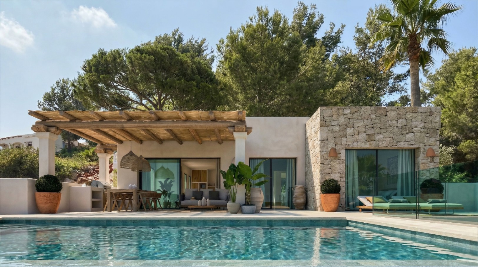 Nieuwbouw Ibiza stijl villa met panoramisch uitzicht in Pedreguer