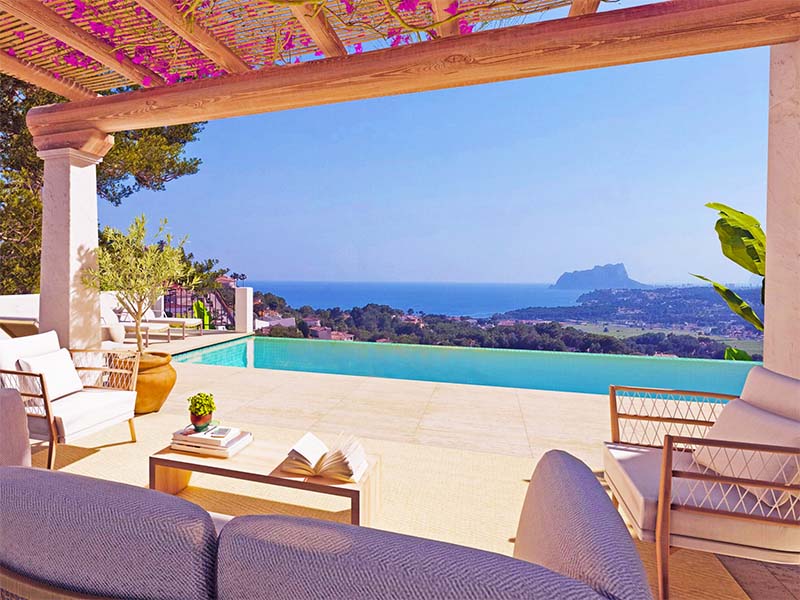 Ibiza stijl villa met zeezicht Moraira