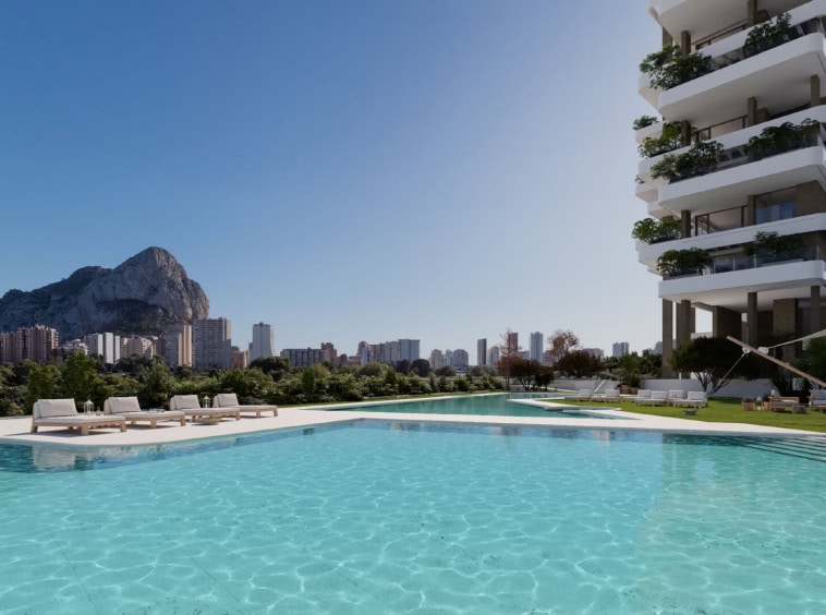 Luxe nieuwbouw resort in Calpe met uitzicht op zee en natuurpark Las Salinas.