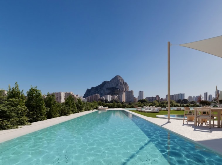 Luxe nieuwbouw resort in Calpe met uitzicht op zee en natuurpark Las Salinas.