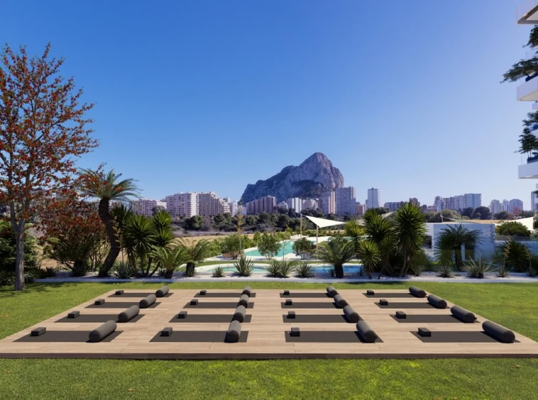 Luxe nieuwbouw resort in Calpe met uitzicht op zee en natuurpark Las Salinas.