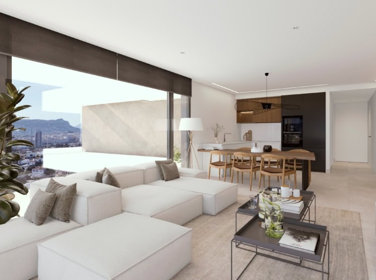 Luxe nieuwbouw duplex penthouse met zwembad in Calpe met uitzicht op zee en natuurpark Las Salinas.