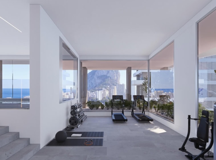 Luxe nieuwbouw duplex penthouse met zwembad in Calpe met uitzicht op zee en natuurpark Las Salinas. gym