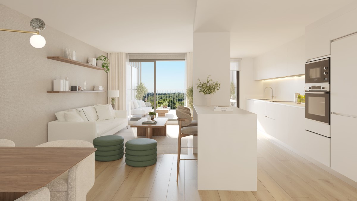 Nieuwbouw appartementen in Valencia keuken, woonkamer